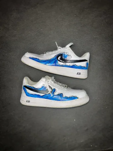 Tênis Nike Air Force 1 Anime Wave Demon Slayer personalizado a mão