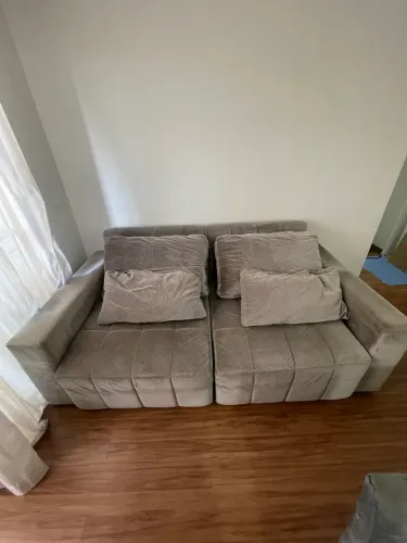 Sofá-Cama 2,30m Bege/Cinza Claro - Confortável e Espaçoso