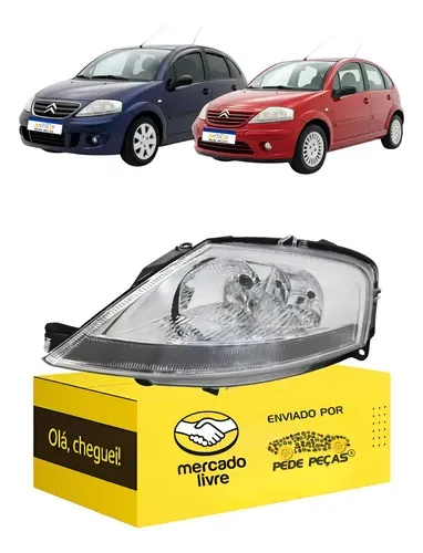 Farol Citroen C3 2003 04 05 06 07 08 09 A 2012 Elétrico L.e Esquerdo/motorista