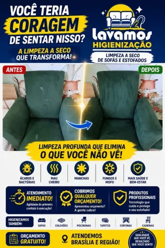 Higienização de Sofá | Limpeza a Seco | Atendimento Imediato