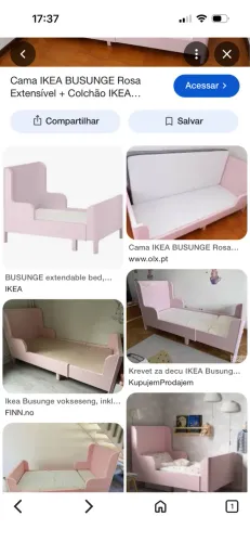 Cama Infantil IKEA BUSUNGE Rosa Extensível Original