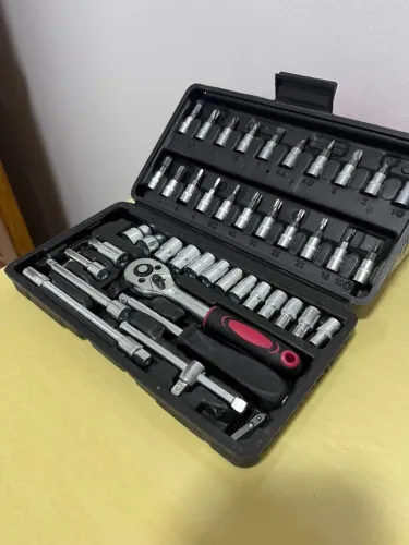 Caixa de Ferramentas 46 Peças com Catraca Kit Completo Profissional