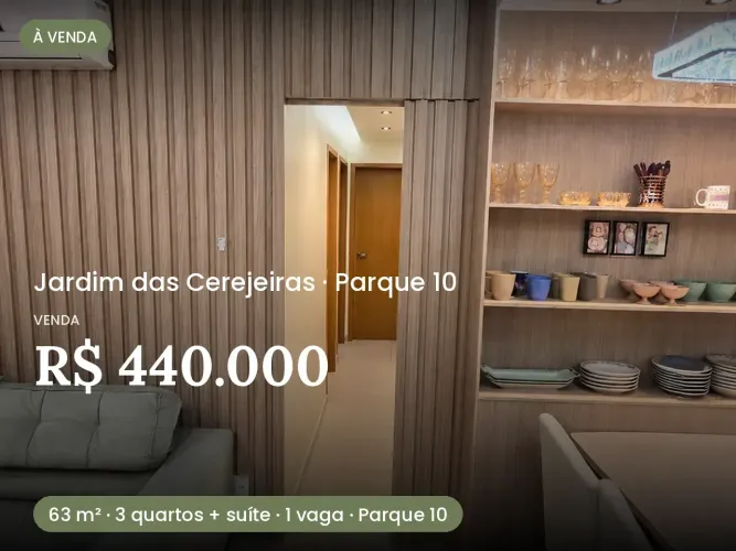 VENDO APARTAMENTO - 3 QUARTOS - JARDIM DAS CEREJEIRAS - PARQUE 10