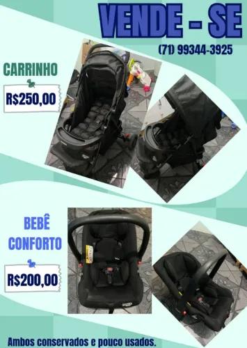 Carrinho + bebê conforto (Ambos conservados)