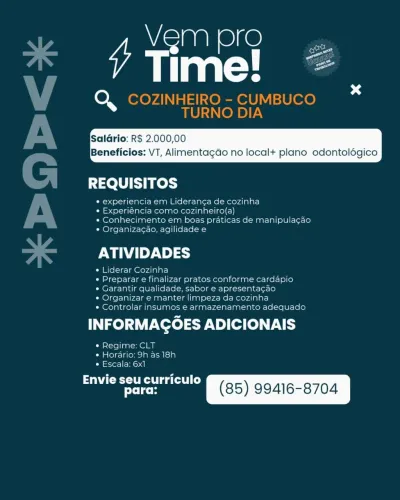 COZINHEIRO COM EXPERIÊNCIA