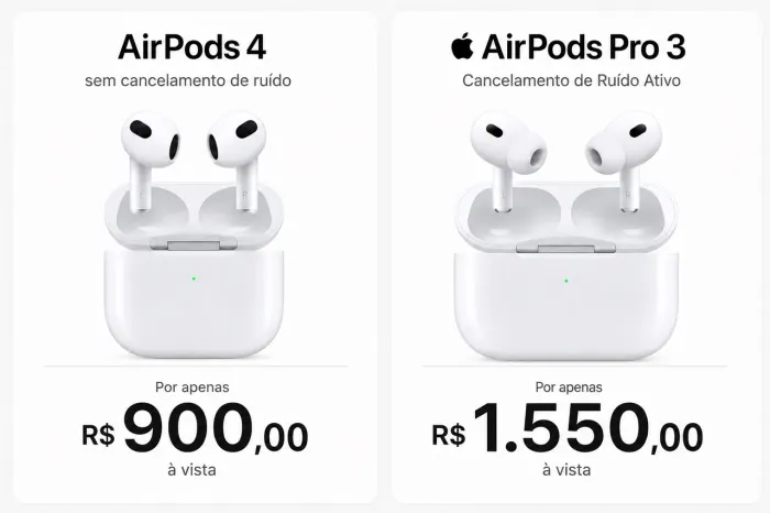 AIRPODS PRO 3 e AIRPORDS 4 S/ CANCELAMENTO DE RUÍDO