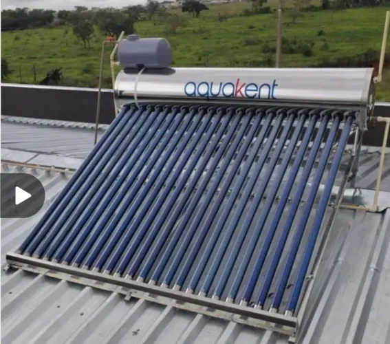 aquecedor solar de agua tubo a vácuo acoplado para esquentar água do chuveiro em aco inox
