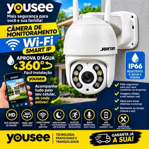 Câmera Monitoramento Wi-fi Smart Ip Aprova D,agua 360 Facil Instalação - yousee
