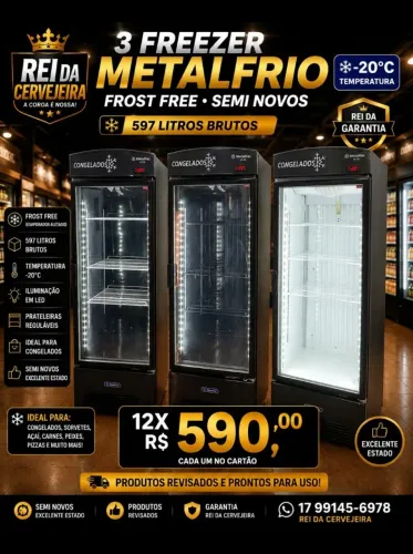 Freezer. Metalfrio vf50 congelados frosfree semi novo são 3 Freezer 12xR$590 cada 1