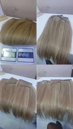 Cabelo humano loiro 45 cm 142 gramas