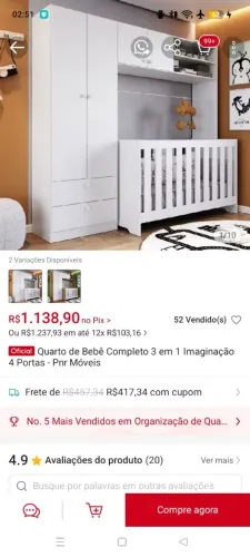 berço com quarda roupa 
