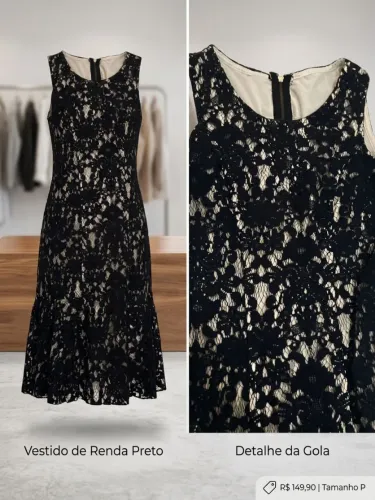 Vestido de renda preto
