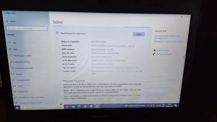 Notebook positivo unique core i5 + 8 RAM + 480 GB SSD
