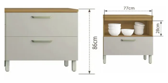 VENDO Cozinha NESHER - Linha Safira - MDF - Off White (montada).