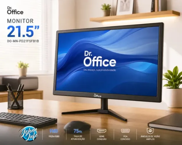 Monitor Dr. Office 21,5" Full HD 75Hz HDMI VGA Preto DO-MN-PD21FSFB1B