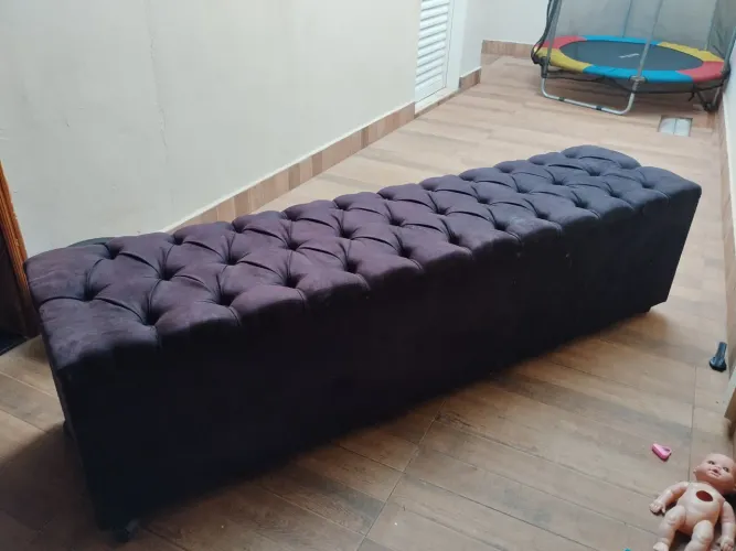 Baú Recamier Sapateira Calçadeira King Preto 193cm