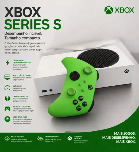 ? Xbox Series S + Controle Verde - Ótimo Custo-Benefício!