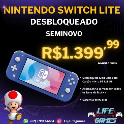 Nintendo Switch lite Desbloq. c/ garantia loja física