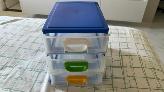 Organizador com 3 gavetas azul