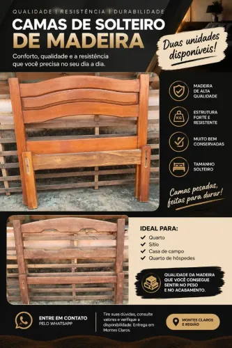 Cama solteiro madeira maciça