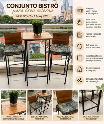 Conjunto bistrô para área externa