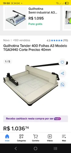 Guilhotina semi industrial  A3,400 folhas, por 1,000