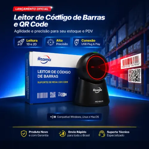 Leitor QR Code e Código de Barras Profissional USB