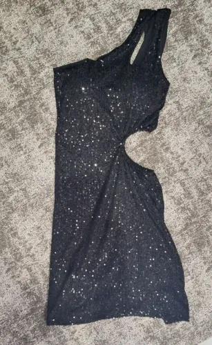 Vestido de Festa Preto com Paetês - Tamanho M