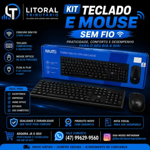 Kit Teclado e mouse sem fio
