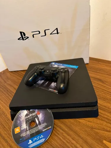 PS4 Slim 500GB COM SSD (Super Rápido) + Controle Original + Jogo Uncharted - Impecável!