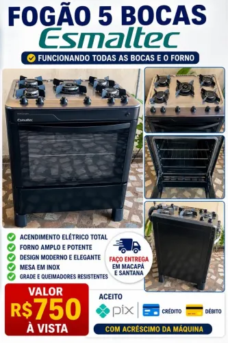Fogão 5 bocas Esmaltec com acendimento elétrico total. ENTREGO
