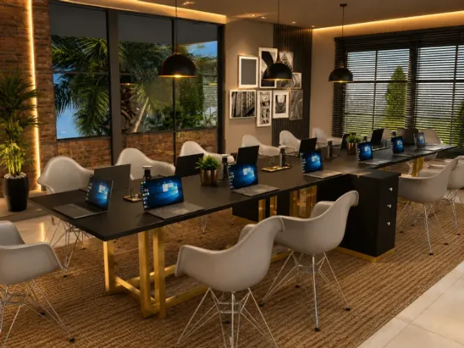 Mesa de Reunião Delluxe Epoque Novide. 6 Torres De Tomadas: L570cm x P110cm