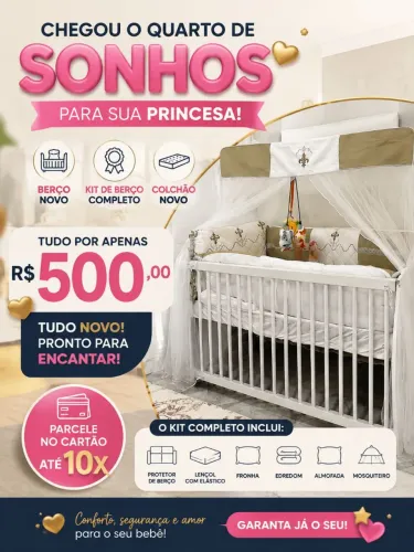 Berço e kit de berço completo