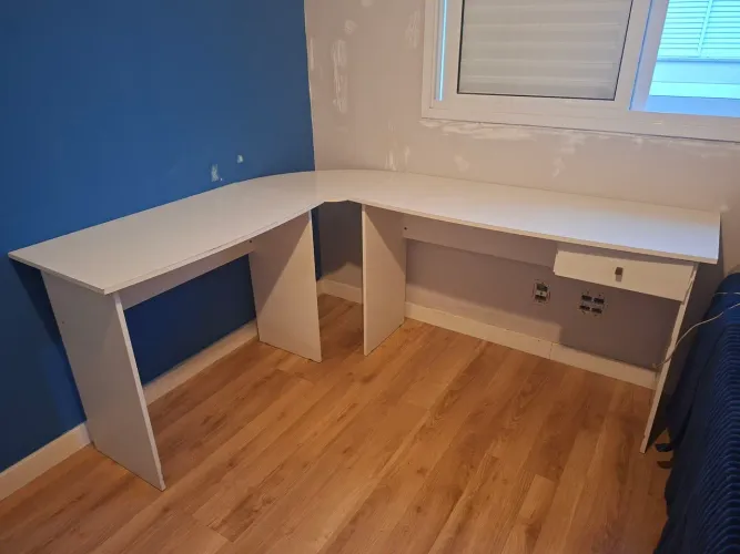 Mesa para Escritório em L 1 Gaveta Max Zanzini Branco Artico