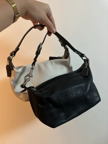 2 Bolsas Coach Vintage Baguete ( Preta + Branca ) Original