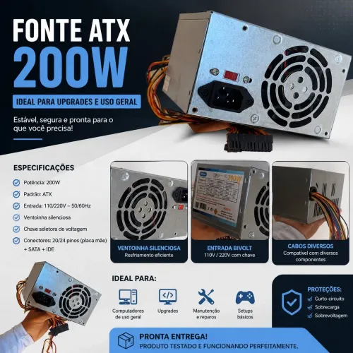 Fonte ATX 200w nova