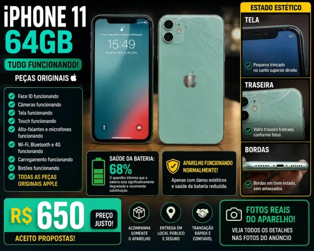 Iphone 11 - 64GB - TUDO FUNCIONANDO