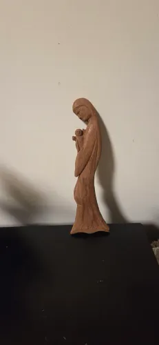 Escultura Entalhe em Madeira (31 cm) - Nossa Senhora com Menino Jesus