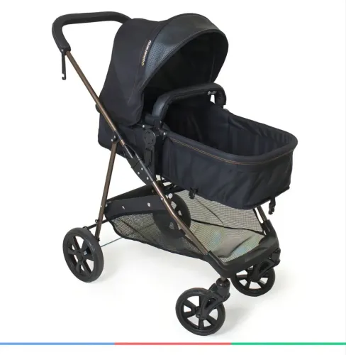 Carrinho De Bebê Passeio Berço Moisés Napoli Preto Galzerano