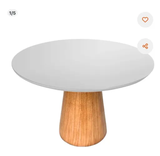 Vendo mesa de jantar cone redonda 160cm base madeira freijó tampo laqueado branco