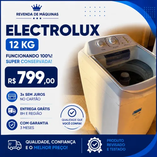 Lavadora Electrolux 12kg Funcionando 100% Revisada com Garantia e Entrega Grátis