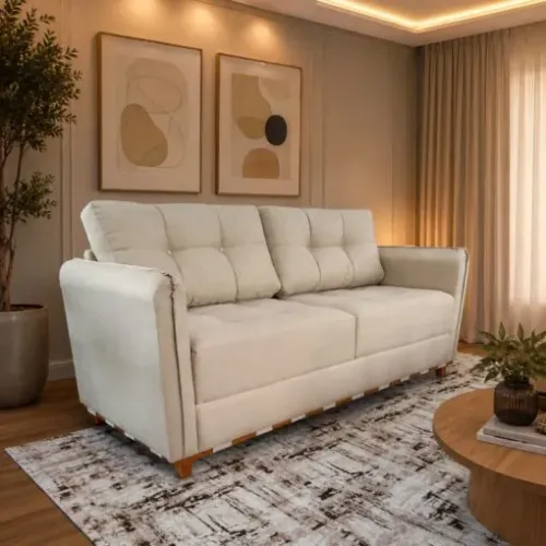Sofá Living MJ141 1,80 m Linho Pronta Entrega!