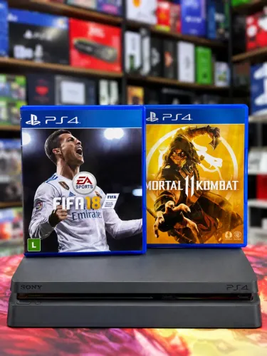 Play 4 Completo 2 Controles + 2 Jogos