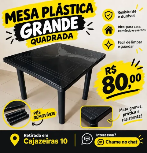 Mesa plástica grande quadrada 