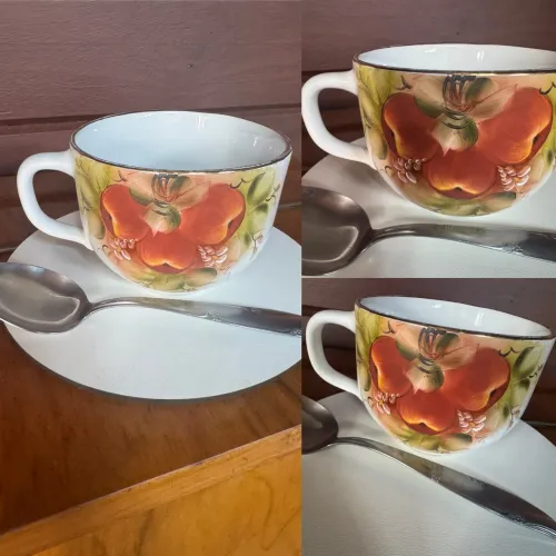 XÍCARA/TIGELA CONSOMÈ/SOPA PINTADA À MÃO- 450 ML