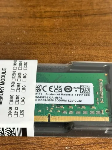 Memória RAM CRUCIAL 8 GB DDR4 3200Hz LACRADO ! NOVO ! p/ Notebook