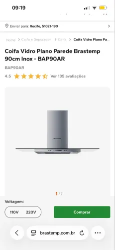 Coifa Parede Fogão Brastemp Inox Lacrada BAP90AR