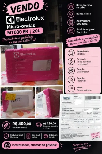 VENDO MICROONDAS ELETROLUX 20L
