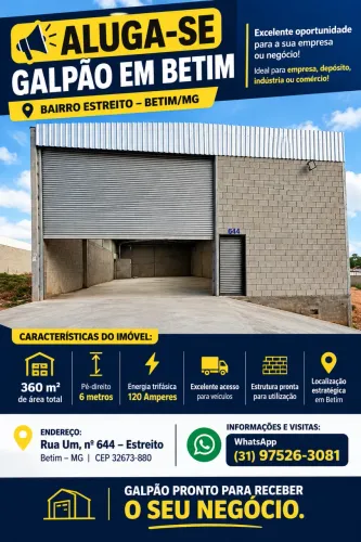 ALUGA-SE GALPÃO EM BETIM