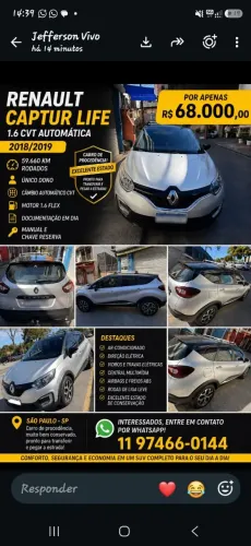 Renault Captur Life 1.6 16V Flex 5P Aut. 2019